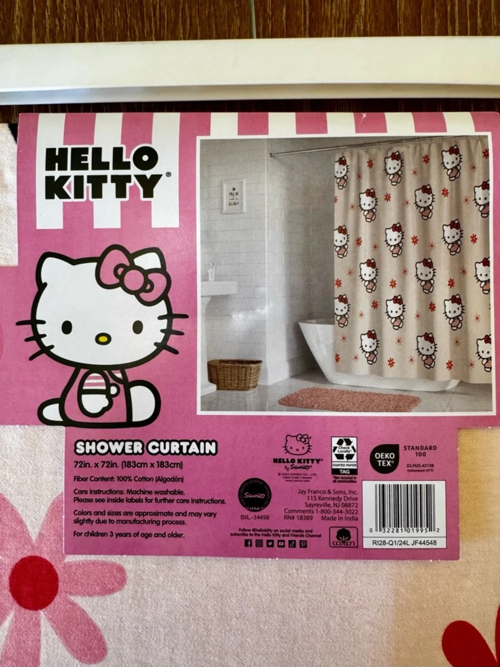 NIP Hello Kitty 100% cotton shower curtain